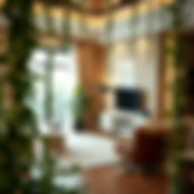 Elegant interior decor showcasing artificial ivy strands in a modern space