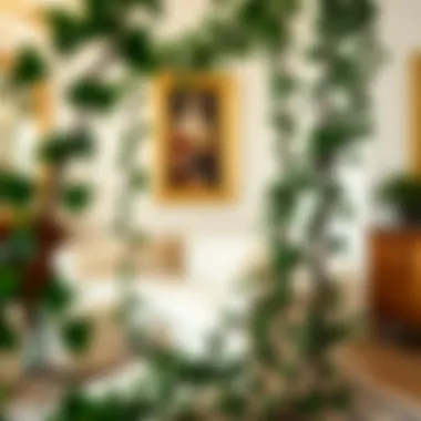 Luxurious arrangement of artificial ivy strands in a sophisticated setting