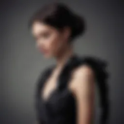 Elegant black chiffon ribbon draped over a vintage dress