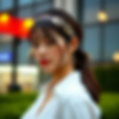 Chic clip headband accentuating a modern outfit