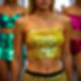 Dazzling Sequin Tube Tops A stunning collection of sequin tube tops showcasing various colors and styles.