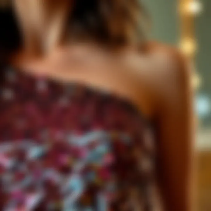 Sustainable Sequins in Fashion A close-up of sustainable sequins on a tube top, highlighting eco-friendly fashion.