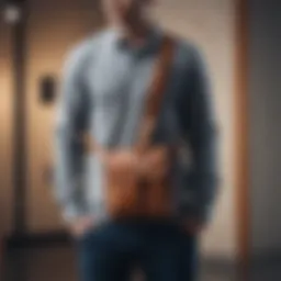 A stylish sling messenger bag showcased against a minimalist backdrop