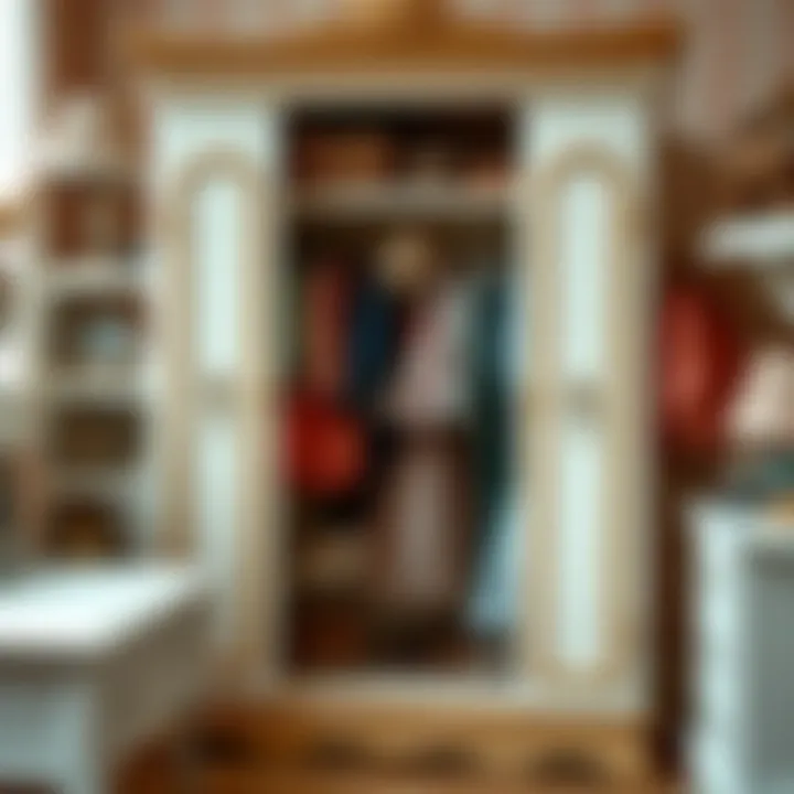 Vintage Doll Wardrobe Design Intricate design of a vintage doll wardrobe showcasing craftsmanship