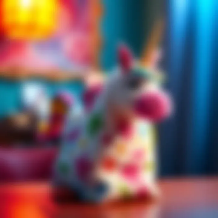 Intricate Unicorn Bag Design An intricately designed unicorn bag featuring whimsical patterns and bright colors.