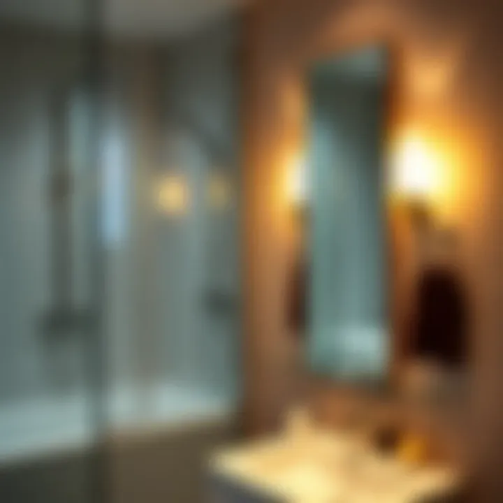 Stylish bathroom featuring a shower mirror with razor holder