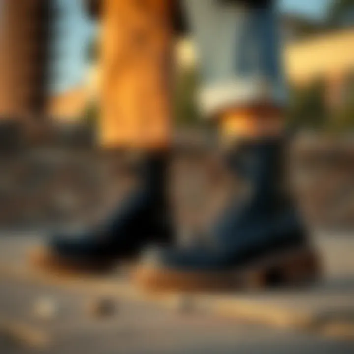 Stylish vegan lug sole boots paired with fashionable attire