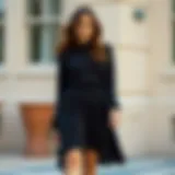 Elegant black skirt styled for a casual outing