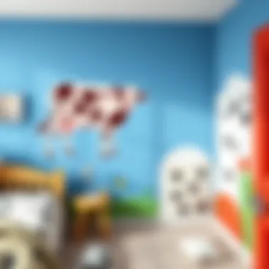 Vibrant cow print stickers on a children’s bedroom wall