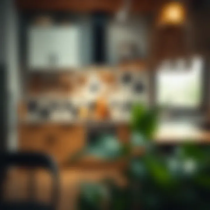 Elegant cow print stickers incorporated in a rustic kitchen design