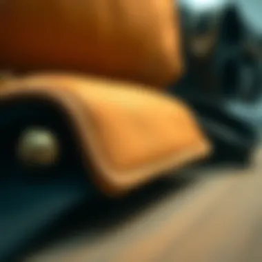 Close-up of materials used in vertical crossbody phone bags