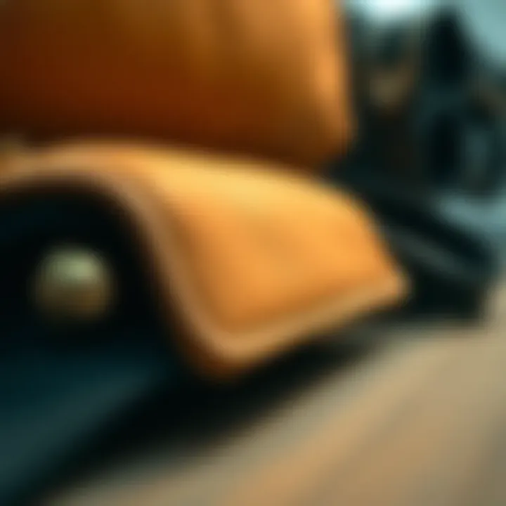 Close-up of materials used in vertical crossbody phone bags