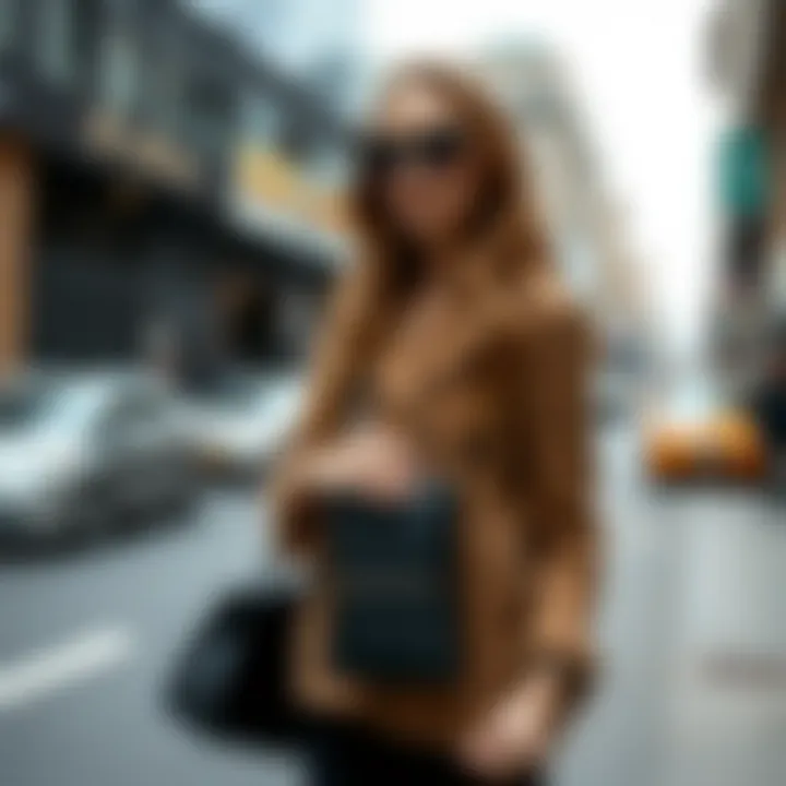 Stylish vertical crossbody phone bag in urban setting