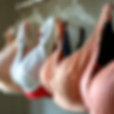 Variety of wirefree front closure bras in different styles and colors