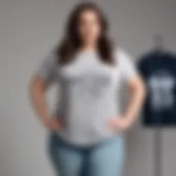 Collection of stylish plus size designer t-shirts displayed elegantly