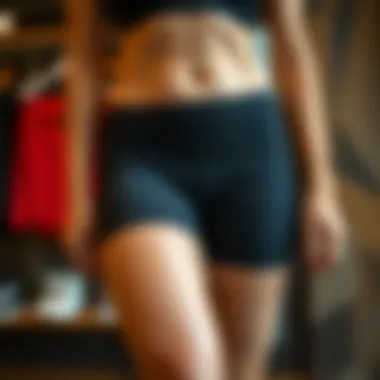 Stylish biker shorts on display