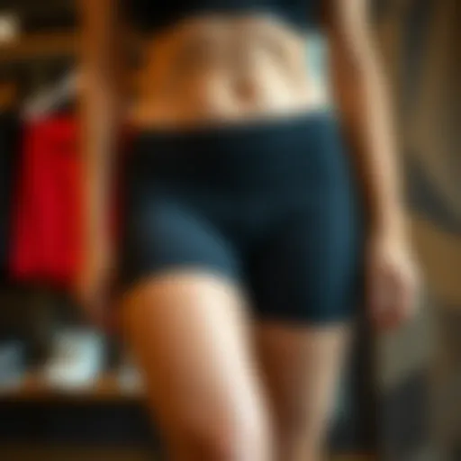 Stylish biker shorts on display