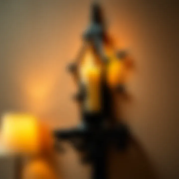 Intricate design of a wrought iron wall candle holder