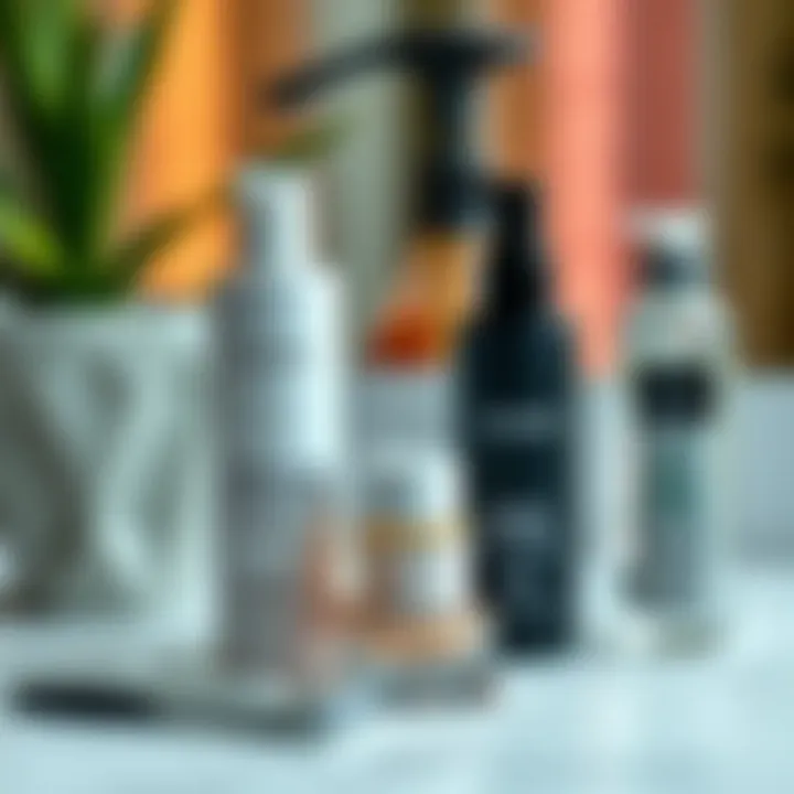 Aftercare products displayed next to the eyebrow razor for skin maintenance