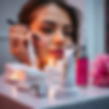 A serene skincare routine featuring the eyebrow razor and soothing products