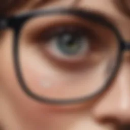 Close-up of stylish eyeglasses featuring silicone nose pads
