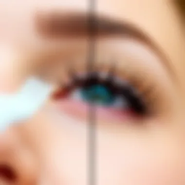 Comparison of lashes styled with and without the eyelash separator tool