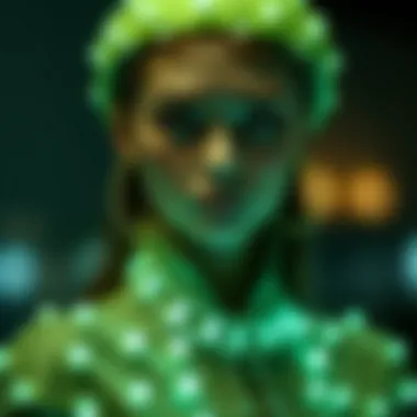 A fashion-forward outfit adorned with luminous bead embellishments