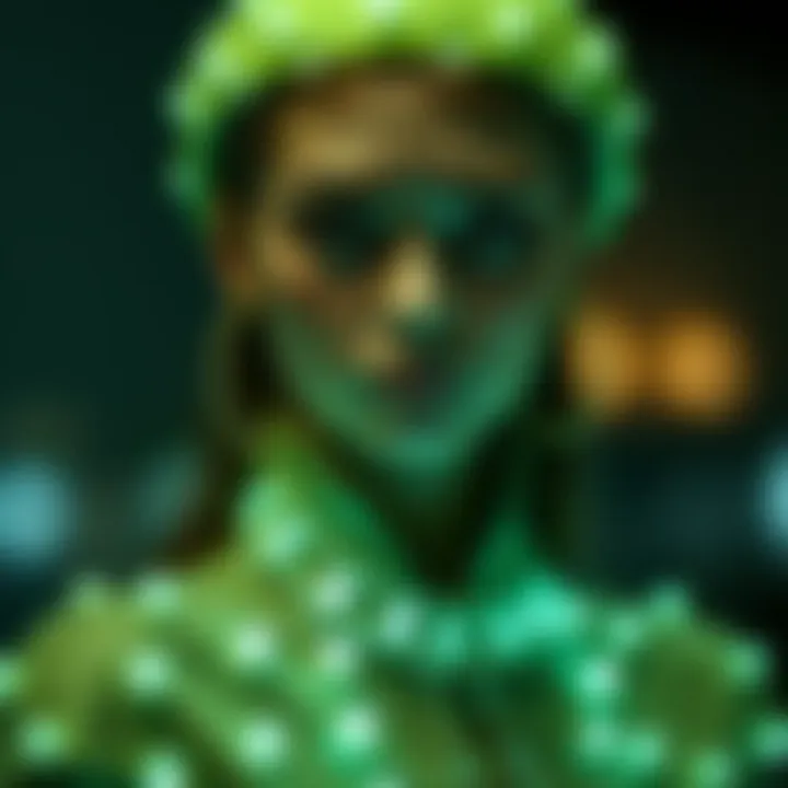 A fashion-forward outfit adorned with luminous bead embellishments