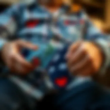 Father receiving custom socks as a meaningful gift