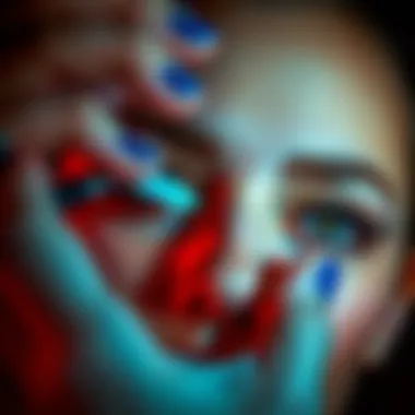 Application of fluffy mink lashes on a model's eyes