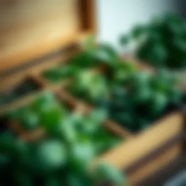 Organizing Herbs in a Wooden Box Stylish wooden box compartmentalizing various herbs