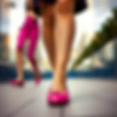 Fuchsia flats paired with trendy outfits