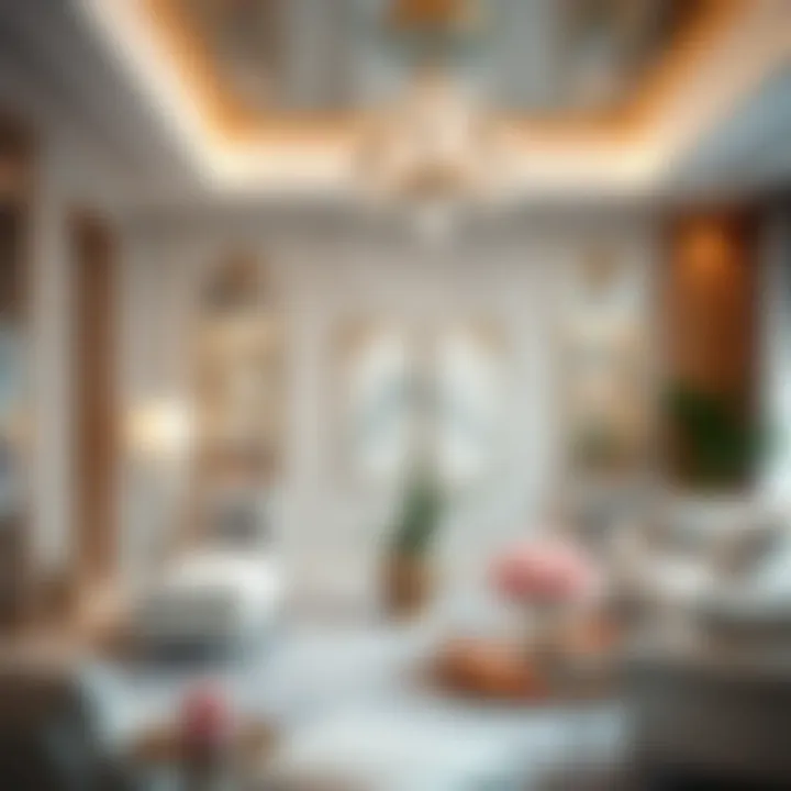 A luxurious living room featuring quartz crystal accents.