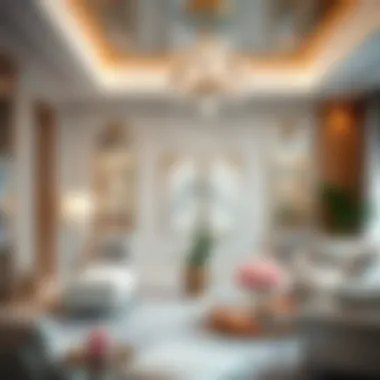 Quartz Crystal Living Room Accents A luxurious living room featuring quartz crystal accents.