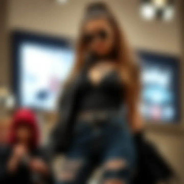 A fashion-forward presentation of layered goth jeans styled with accessories.