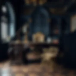 Gothic office desk with ornate details