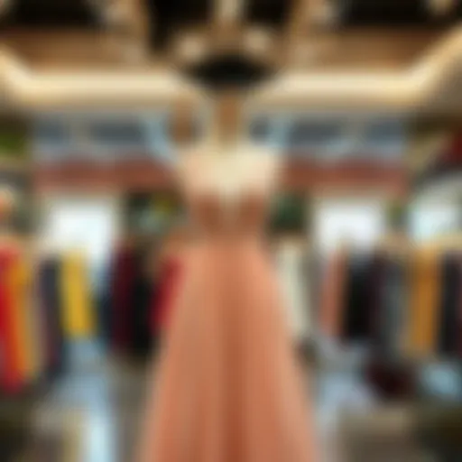 Elegant graduation dress displayed in a boutique