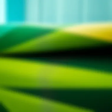 Close-up of fabric texture on a green geometric shower curtain