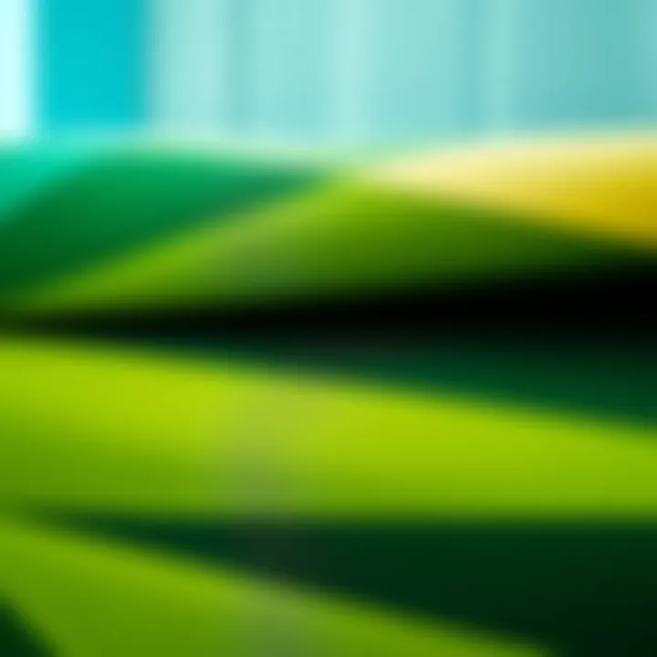 Close-up of fabric texture on a green geometric shower curtain
