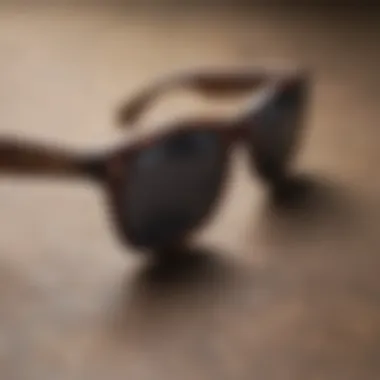 Close-up of customized groomsmen sunglasses with engraving