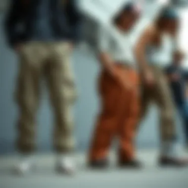 Evolution of Cargo Pants Visual comparison of traditional cargo pants and their grunge-inspired variants highlighting design differences
