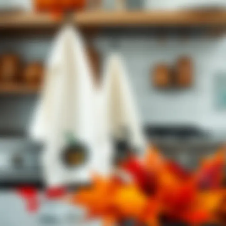 Elegant Halloween Kitchen Towels Elegant Halloween kitchen towels with autumn leaves and colors