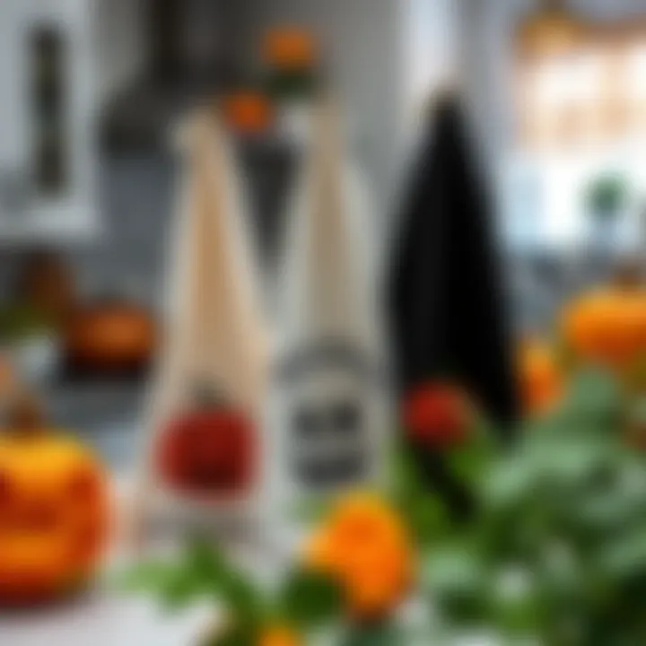 Creative Display of Halloween Kitchen Towels Creative display of Halloween kitchen towels styled in a festive kitchen