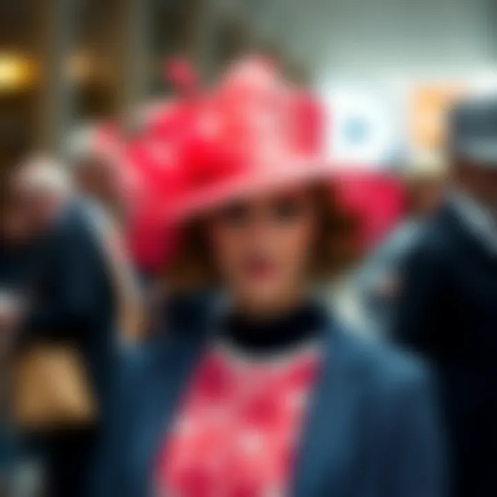 Styling Your Hat with Elegance A stylish attendee showcasing a tea party hat with grace