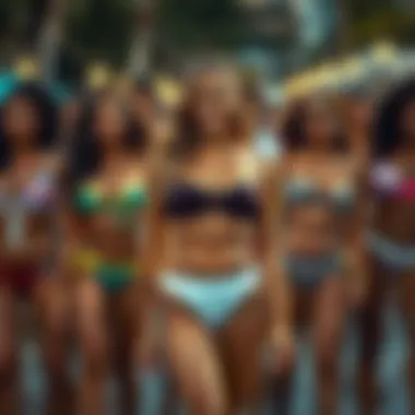 Celebrating Diversity in High Rise High Cut Bikini Styles Diverse group of individuals showcasing high rise high cut bikinis in different styles