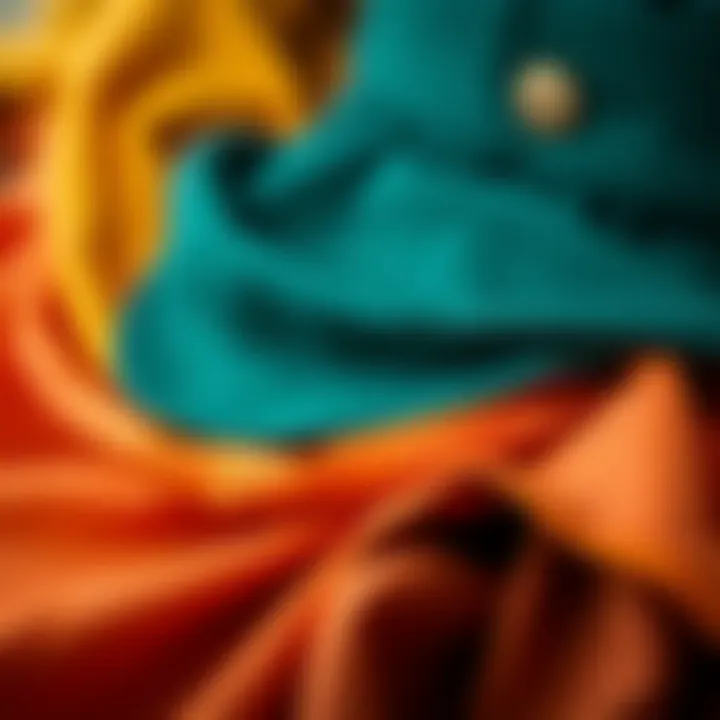 A close-up of different fabric choices for high waisted skirts.