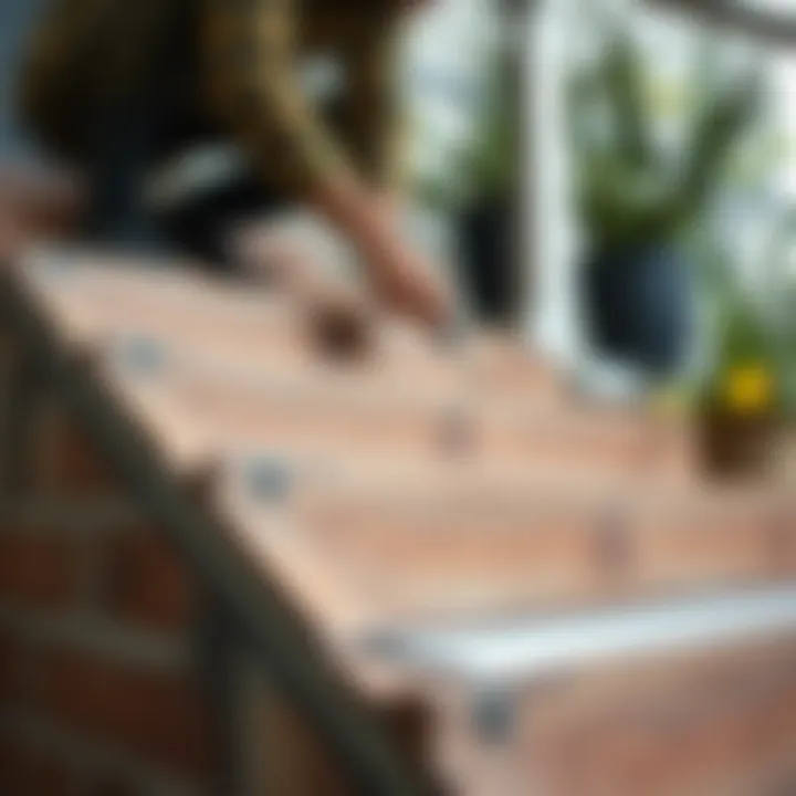 Installation of non-slip strips on stairs demonstrating a straightforward and effective method.