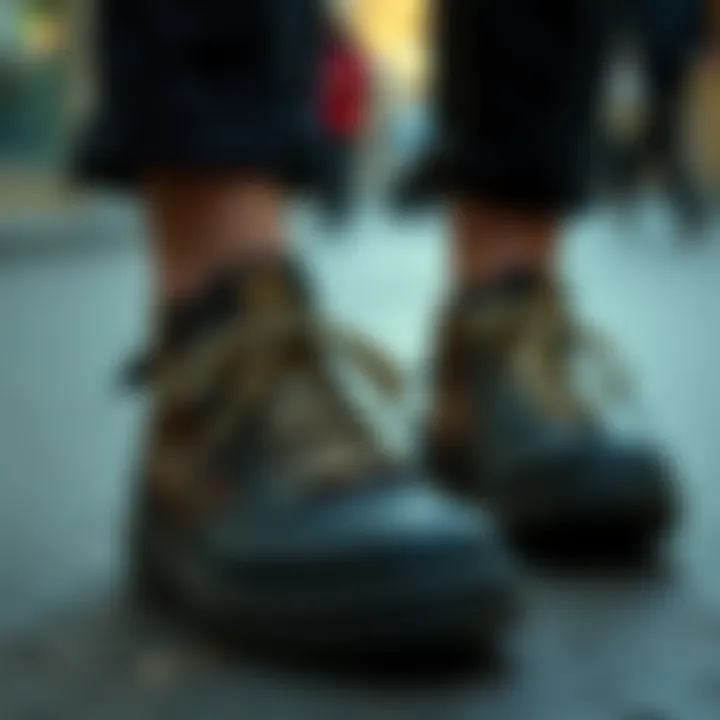 A street style photograph showcasing leopard print shoelaces