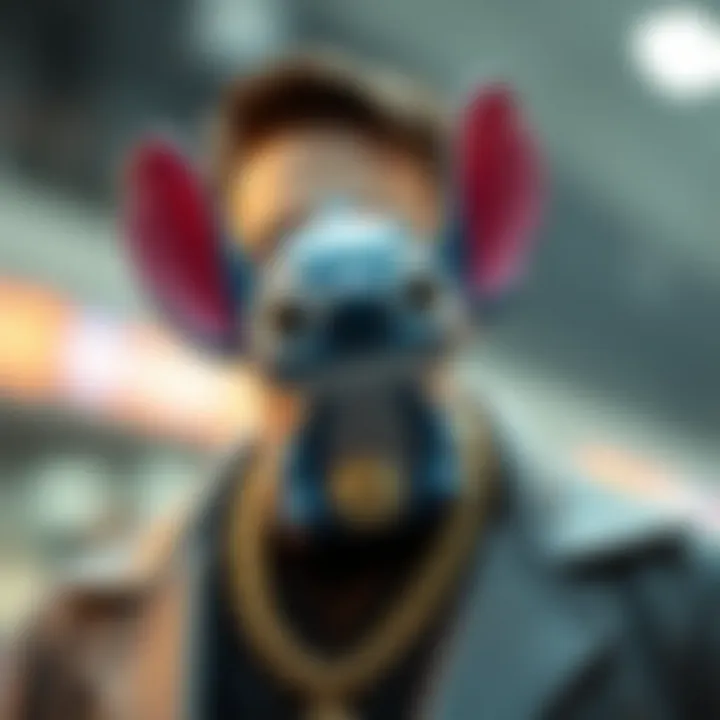 A stylish individual wearing a Lilo and Stitch necklace illustrating contemporary fashion trends.