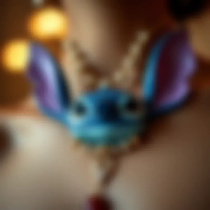 Close-up of a unique Lilo and Stitch necklace embodying cultural significance.
